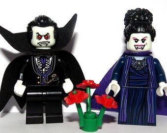 Lego Vampire Bride & Dracula Minifigure Halloween Monster Wedding Flowers