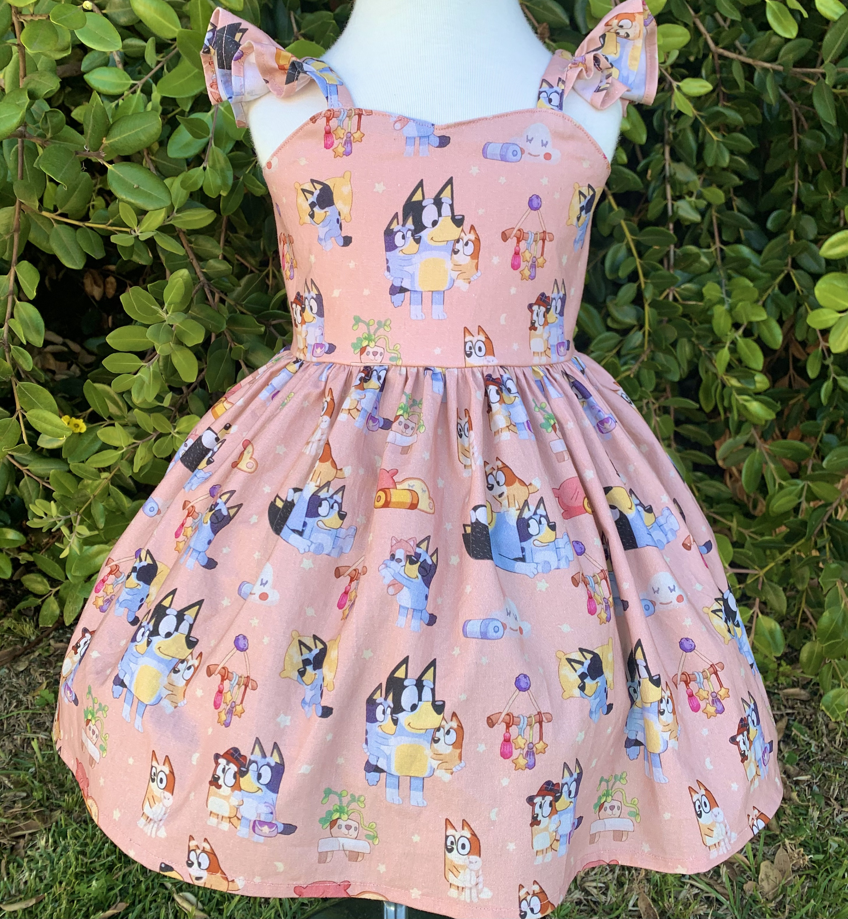 Bluey Dress Pink Bow Back Size 0 1 2 3 4 5 6 7 8 9 10 Etsy