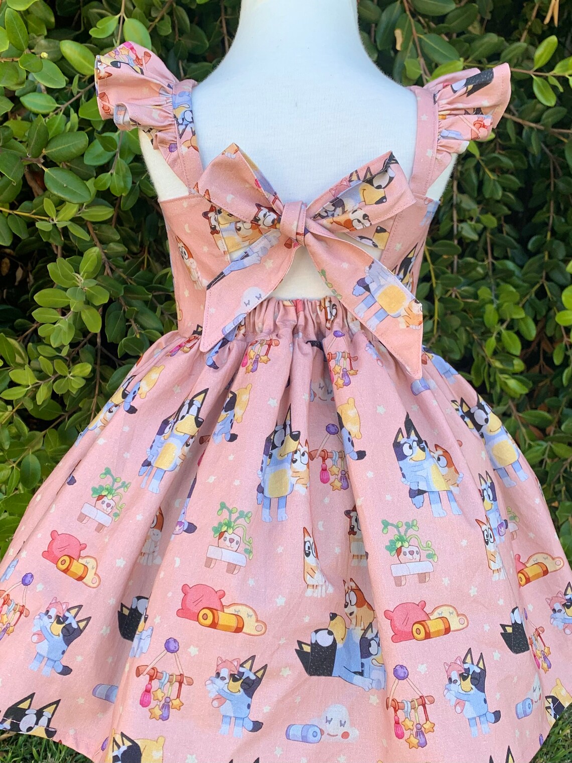 Bluey Dress Pink Bow Back Size 0 1 2 3 4 5 6 7 8 9 10 Etsy