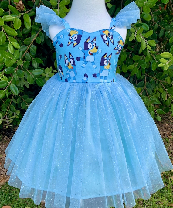 Bluey Dress Tutu Tulle Blue Size 0 1 2 3 4 5 6 7 8 9 10 12 Etsy