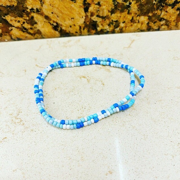 Ankle Bracelet, Beaded Anklet, Seed Bead Anklet, Women's Minimalist Jewelry, Beaded Jewelry, Beach Jewelry, Dainty Boho Anklet, Ocean Waves