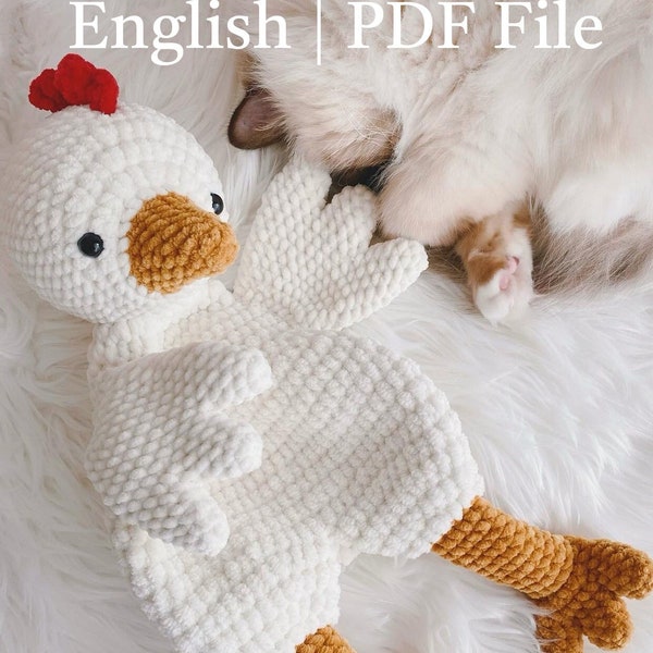 Crochet Chicken Lovey Snuggler Safety blanket: Henrietta the Baby Chicken |Amigurumi PDF pattern|English