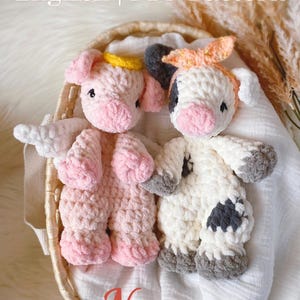 Crochet Pig crochet No-sew: Pearl and Pebble Piggy lovey Crochet Pattern |PDF pattern|English