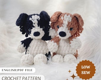 Patrón de perro de ganchillo: Cachorro Border Collie blandito (Patrón PDF de amigurumi)