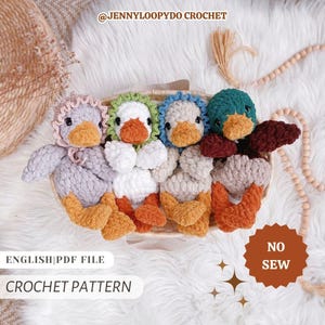 Dottie the Duck Lovey Crochet Pattern - Baby Snuggler Amigurumi Soft Toy English PDF