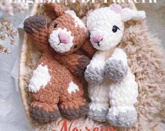 Crochet Goat crochet No- sew: Greta the Baby Goat Lovey Crochet Pattern |PDF pattern|English