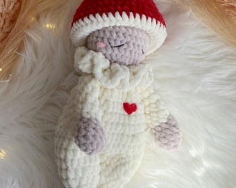Low-sew Crochet Mushroom Lovey Snuggler Safety blanket: Milo the Mushy Baby |Amigurumi PDF pattern|English