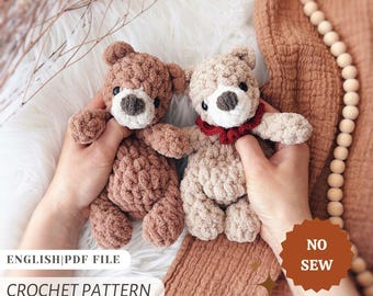 Crochet Bear Pattern Snuggler Lovey No Sew Pattern English PDF