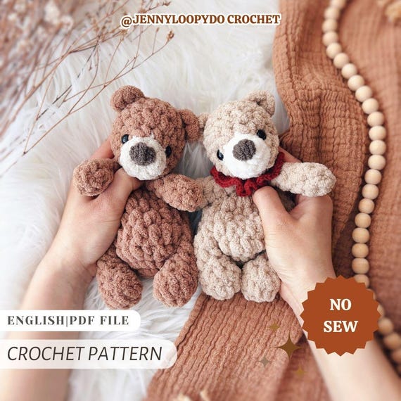 Crochet Bear Pattern Snuggler Lovey No Sew Pattern English PDF