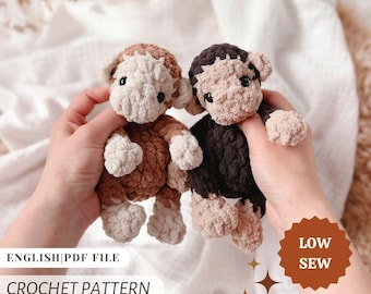 Crochet Monkey Pattern Snuggler Lovey No Sew Pattern English PDF