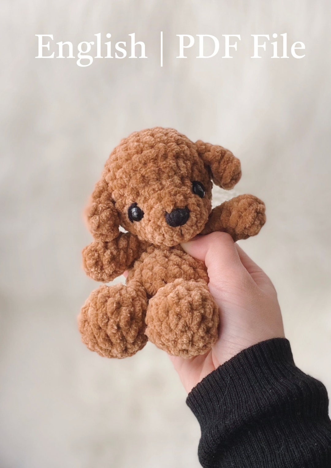かぎ針編みのプードルの子犬のパターン：プリンあみぐるみ（PDF