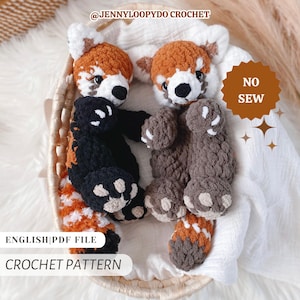 Crochet Red Panda Lovey Pattern: Ruby, No-Sew (PDF Pattern)