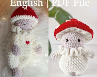 Low-sew Crochet Mushroom Bundle: Millie The Mushy Boy plushie, Milo the Mushy Baby  Snuggler|Amigurumi PDF pattern|English