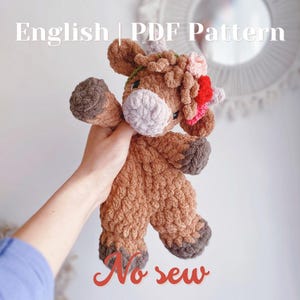 Crochet Highland Cow crochet No- sew: Harvey the Baby Highland Cow Lovey Crochet Pattern |PDF pattern|English