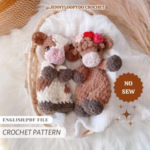 Crochet No-sew Cow and Highland Cow Lovey Bundle| Crochet Pattern |PDF pattern|English