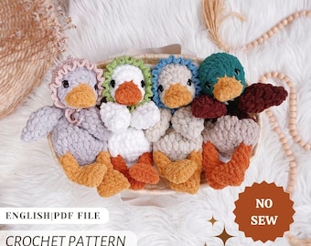 Dottie the Duck No-Sew Lovey Crochet Pattern English PDF