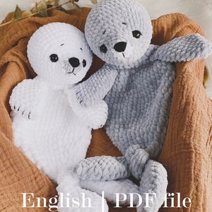 Coperta di sicurezza all'uncinetto Seal Lovey Snuggler: Stella la foca / Schema PDF Amigurumi / Inglese
