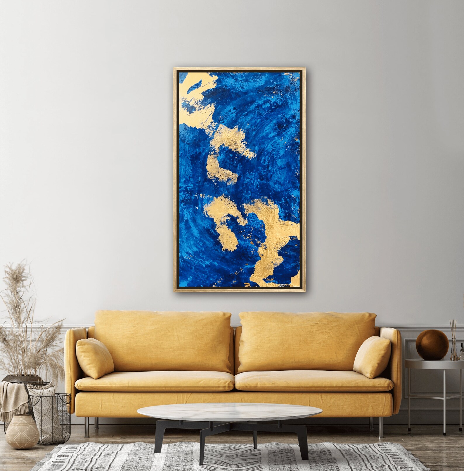 Gold Leaf Abstract Art Royal Blue Gold Leaf Painting Blue Gold Fine Art