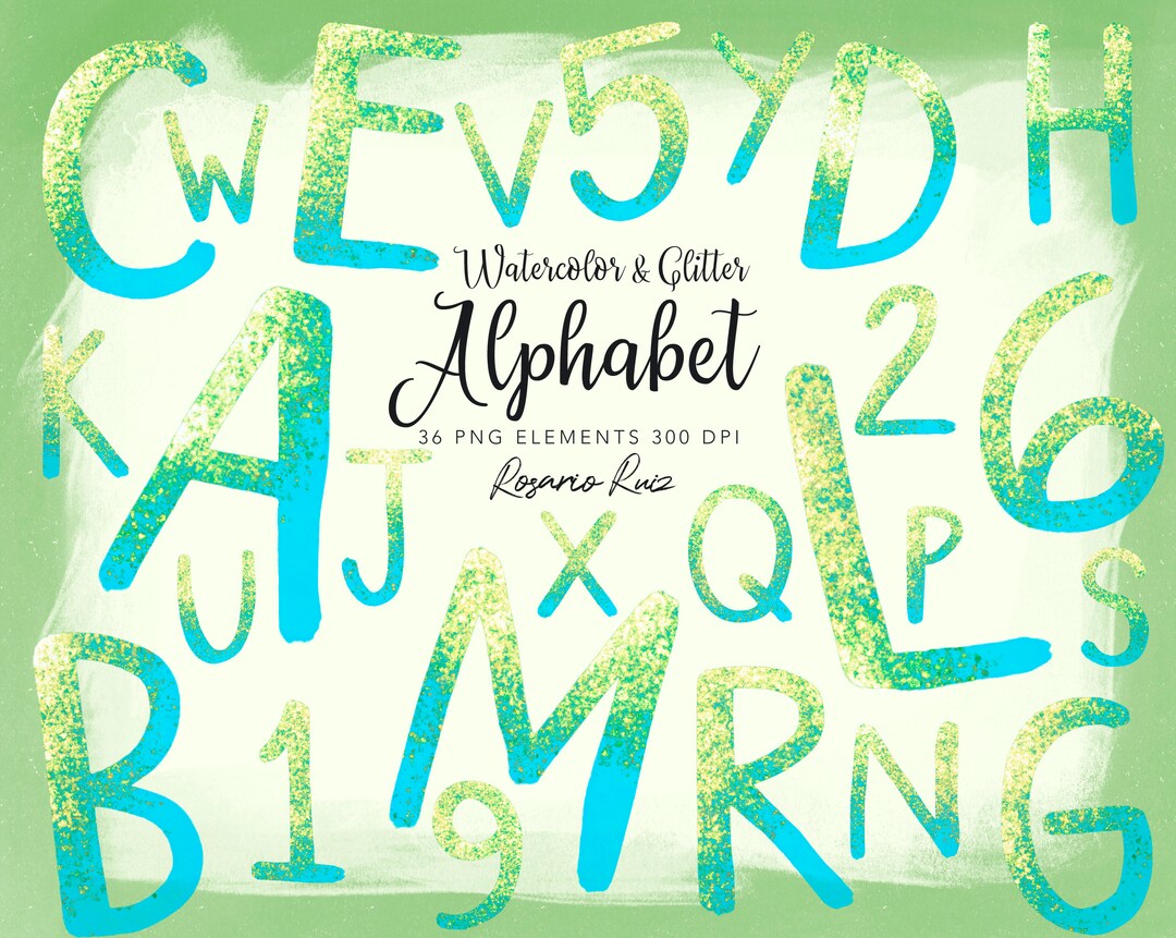 Blue Glitter Alphabet Clipart Party Alphabet Clipart - Etsy