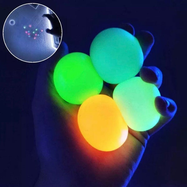 4x Glow In The Dark Squishy Stress Kugeln / Fidget Spielzeug