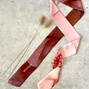 Chloe Skinny Scarf, Wrist Scarf, Skinny Silk Scarf, Ink Design Scarf, Head Scarf, Purse Scarf, Parisian Hair Scarf, Silk Headband