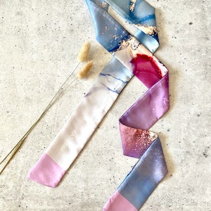 Gabriela Silk Skinny Scarf: Ink Design Parisian Hair Scarf