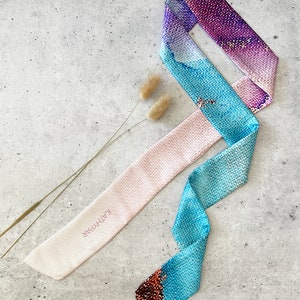 Londyn Silk Skinny Scarf: Purple Ink Design, Parisian Style