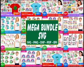 Back To School Mega Bundle, Rainbow Svg, Flamingo School Svg