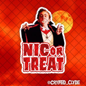 Vampire Nic Cage Sticker Nicolas Cage, Nick Cage, Dracula, October, Halloween, Collage, Kitsch, Gift, Funny, Celebrity, Hollywood image 3