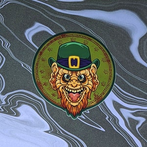 Leprechaun Coin Sticker | Leprechaun, Movie, Horror, Irish, Scary, Slasher, Warwick Davis, Ireland, Saint Patrick, Shamrock, Monster