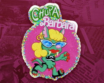 Chupa-Barbara Sticker | Monster, Cryptid, Cryptozoology, Chupacabra, Barbie, Margot Robbie, Ryan Gosling, Bigfoot, Mothman, Sticker