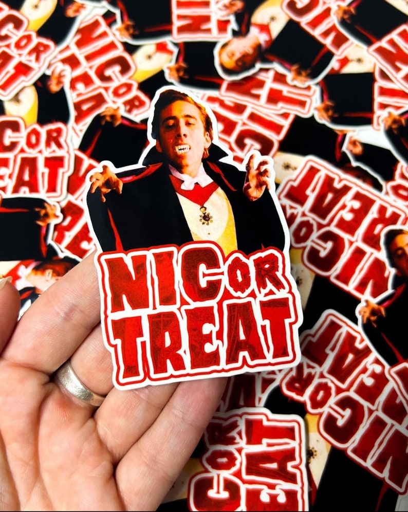 Vampire Nic Cage Sticker Nicolas Cage, Nick Cage, Dracula, October, Halloween, Collage, Kitsch, Gift, Funny, Celebrity, Hollywood image 1