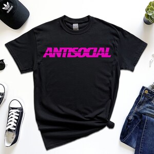 NEW Antisocial Unisex Black White Pink Gold 100% Cotton Crew Neck Short Sleeve Tee Shirt T-Shirt Women&#39;s Men&#39;s Size Designer Popular