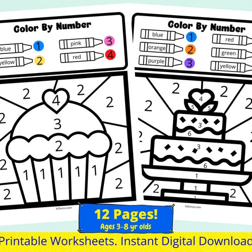 color by number kids printable food theme coloring pages for etsy