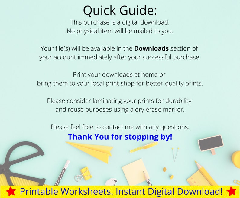 Preschool Printable Bundle - Quick Guide