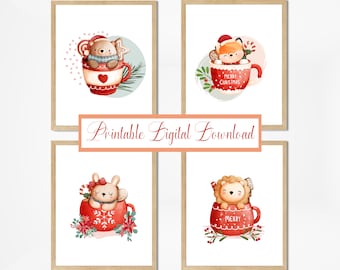 Christmas Wall Art Printables, Instant PDF Download