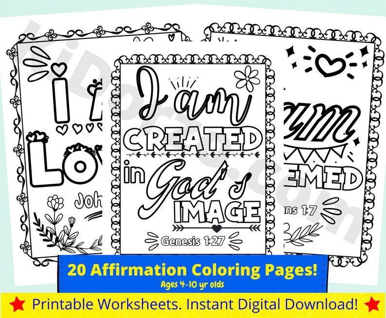 20 Affirmation Coloring Pages