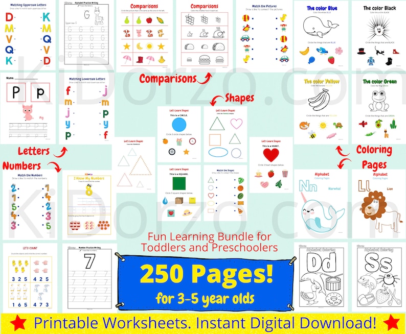Preschool Printable Bundle - 250 Pages of Learning Materials