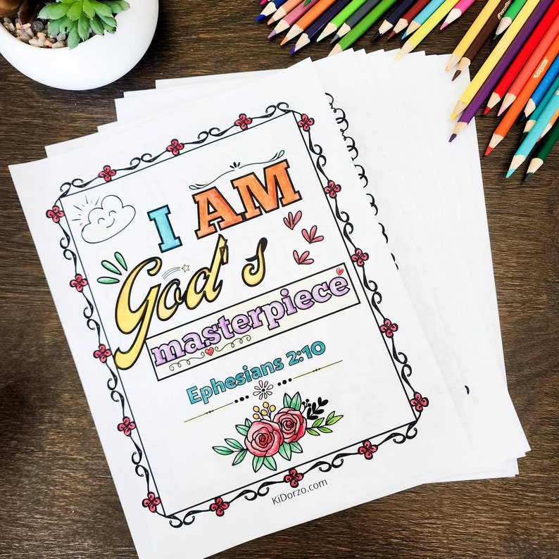 20 Biblical Affirmation Colouring Pages for Kids Printable Affirmation Coloring Pages Bible Verse Coloring Pages for Kids image 5