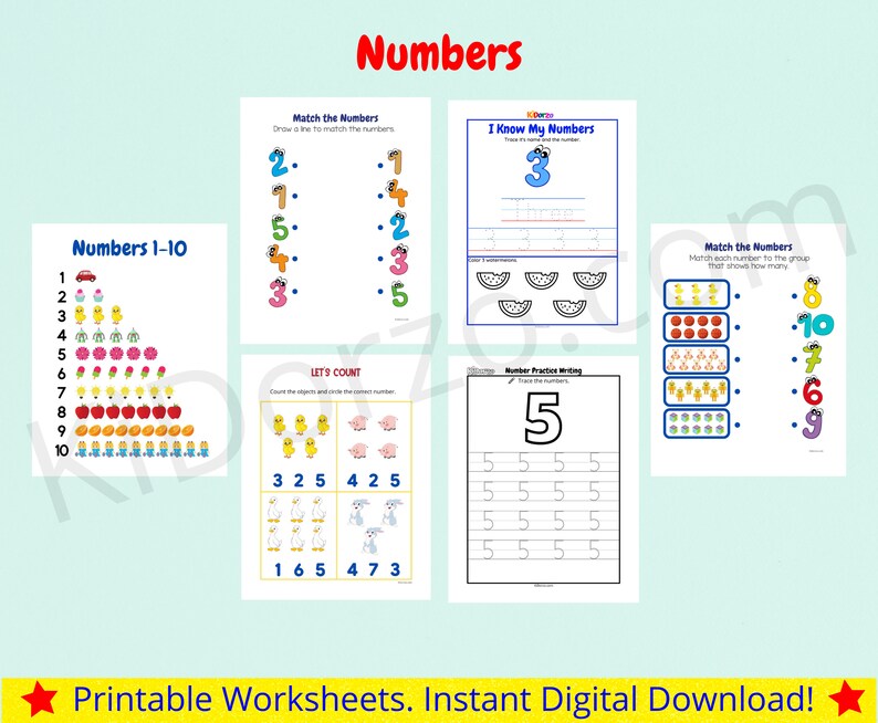 Preschool Printable Bundle - Learn Numbers 1 - 20