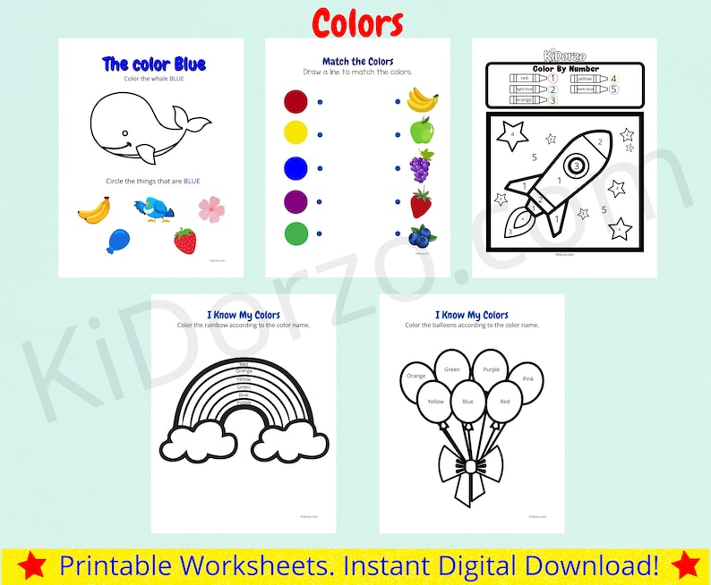 Preschool Printable Bundle - Learn Colors