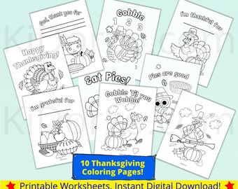 10 Thanksgiving Coloring Pages - Printable Coloring Pages, Preschool printable, Fall Coloring Pages PDF