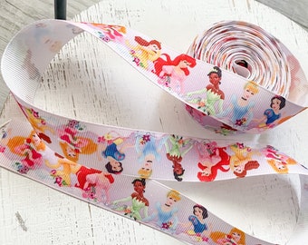 Princess Ribbon, Princess hair bow Ribbon Grosgrain Ribbon for Crafting, Princess Ribbon For Crafting - 1 YARD -