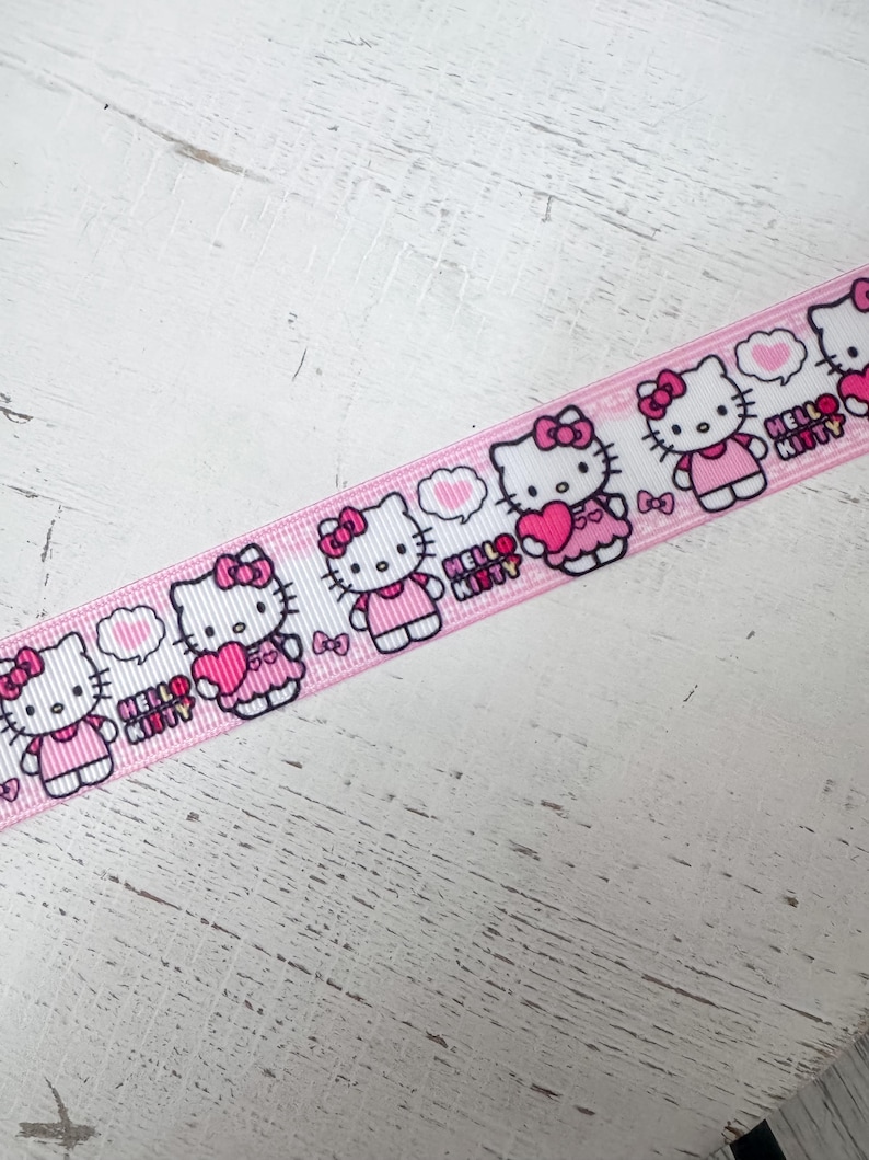 Hello Kitty Ribbon One Inch Grosgrain Pink Craft Supply by the Yard for ...