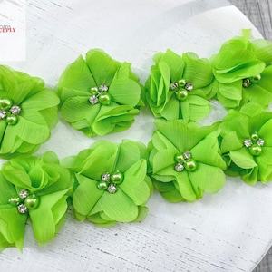 Chiffon Flower Lime Green Flower Fabric Flower Headband Flower Wedding Flower Embellishment Green Chiffon Flower - 1 FLOWER -
