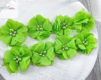 Chiffon bloem Limoen groene bloem stof bloem hoofdband bloem bruiloft bloem versiering groene chiffon bloem-1 BLOEM-