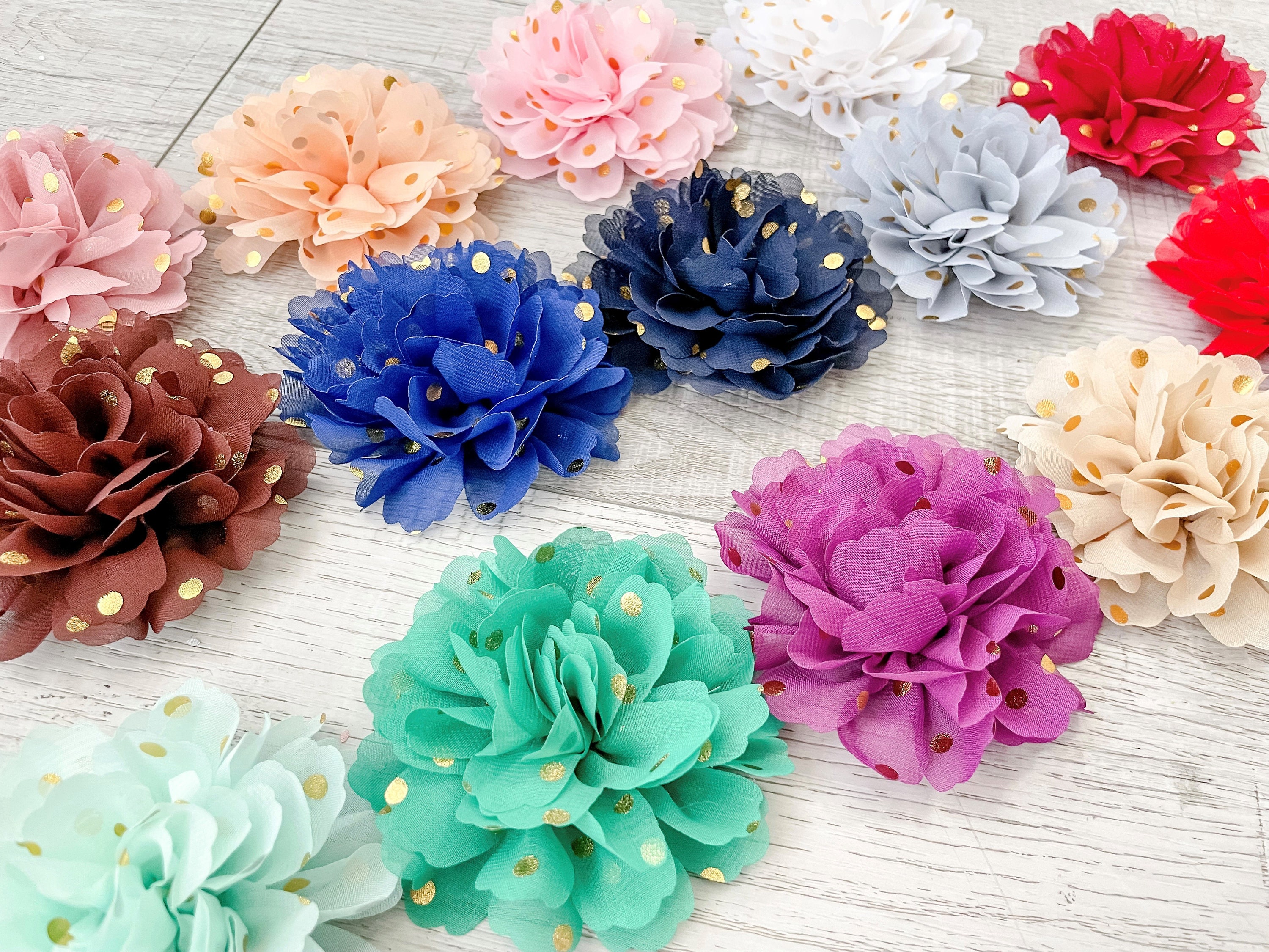 Uxcell 2.8 Chiffon Flowers Mesh Fabric Flowers Sewing Fabric Appliques  Peach 10 Pcs 