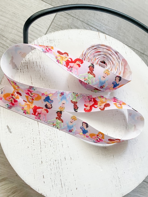 Princess Ribbon, Princess hair bow Ribbon Grosgrain Ribbon for Crafting, Princess Ribbon For Crafting - 1 YARD -