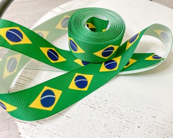 Brasilien-Flaggen-Band Brasil-Flaggen-Band, grünes und gelbes brasilianisches Band für die Haarschleife, die Ripsband herstellt - 1 YARD -