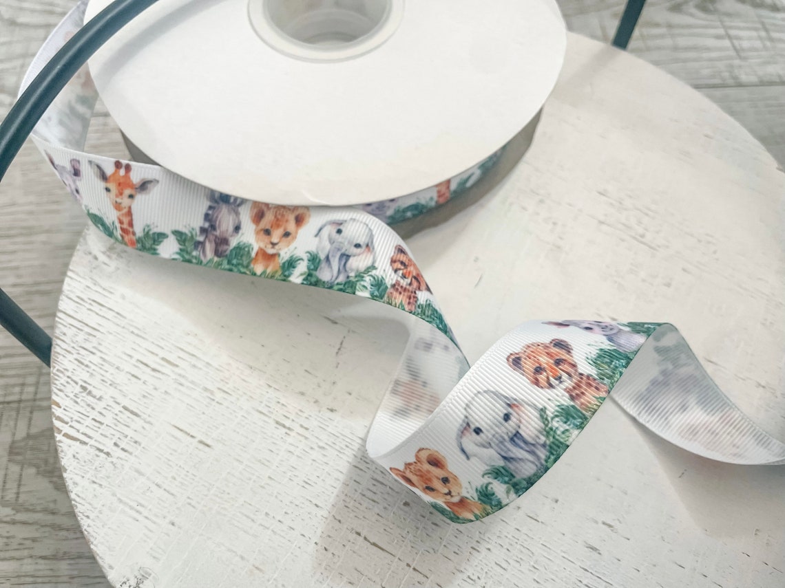 Gitaffe Ribbon Jungle Safari Ribbon, Boy Baby Safari Ribbon, Safari Jungle Monkey ...